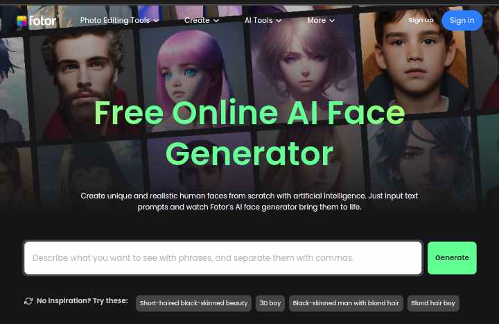 ai face generator fotor