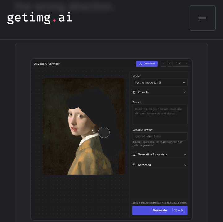 use eraser tool of Getimg.ai Editor