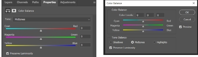 régler la balance des couleurs