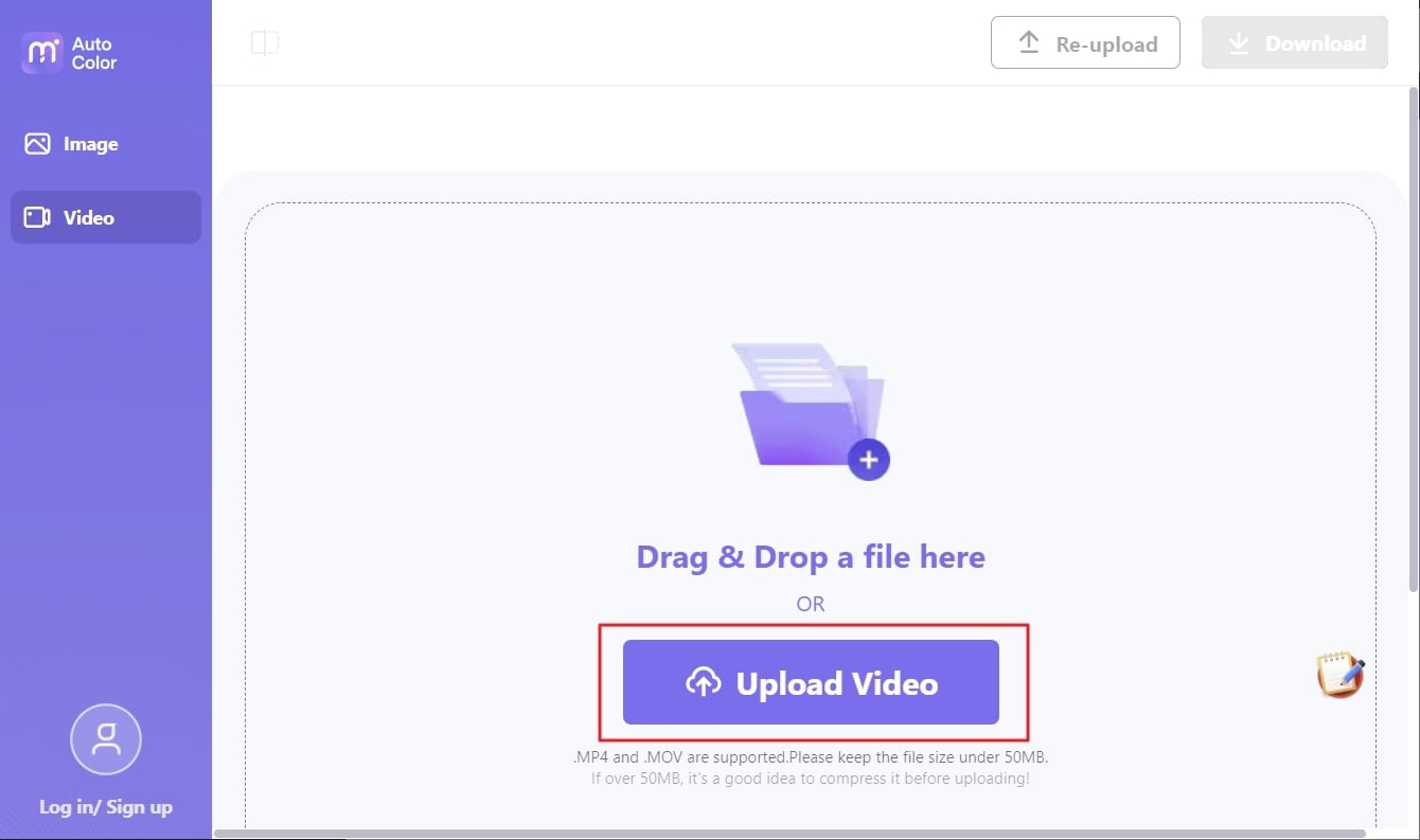 upload the video file