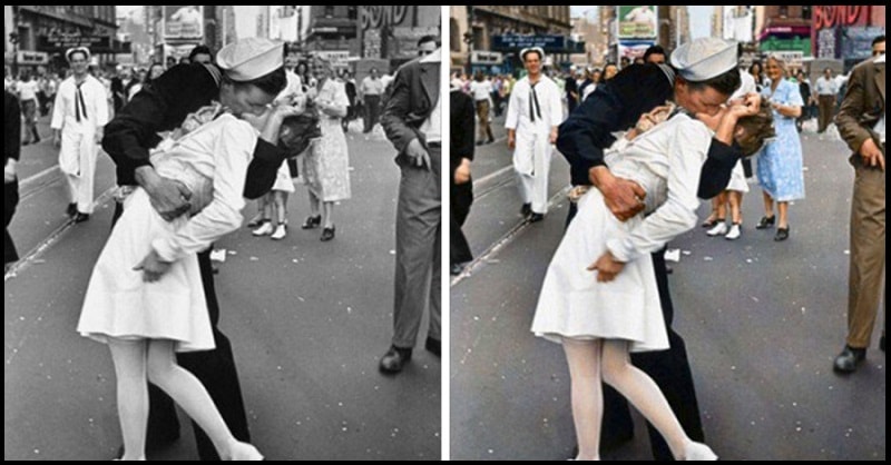 black and white to color change for historical image