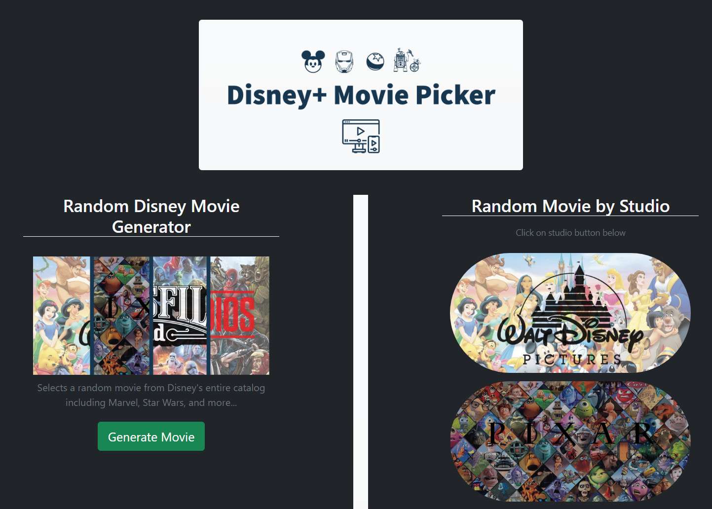 Disney movie picker wheel