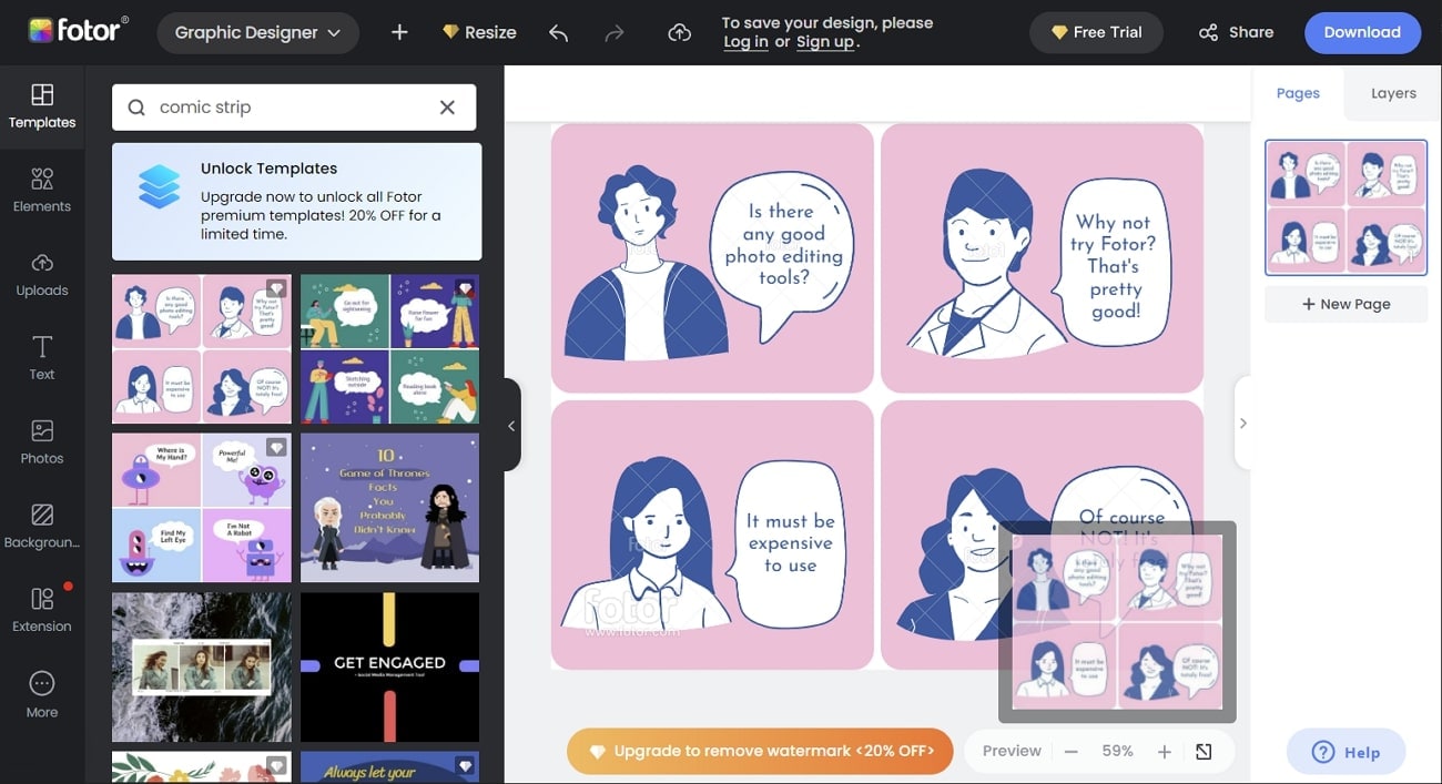 fotor comic strip creator