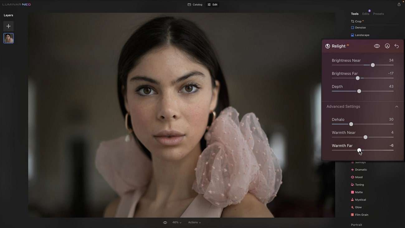 luminar neo headshot photo editor