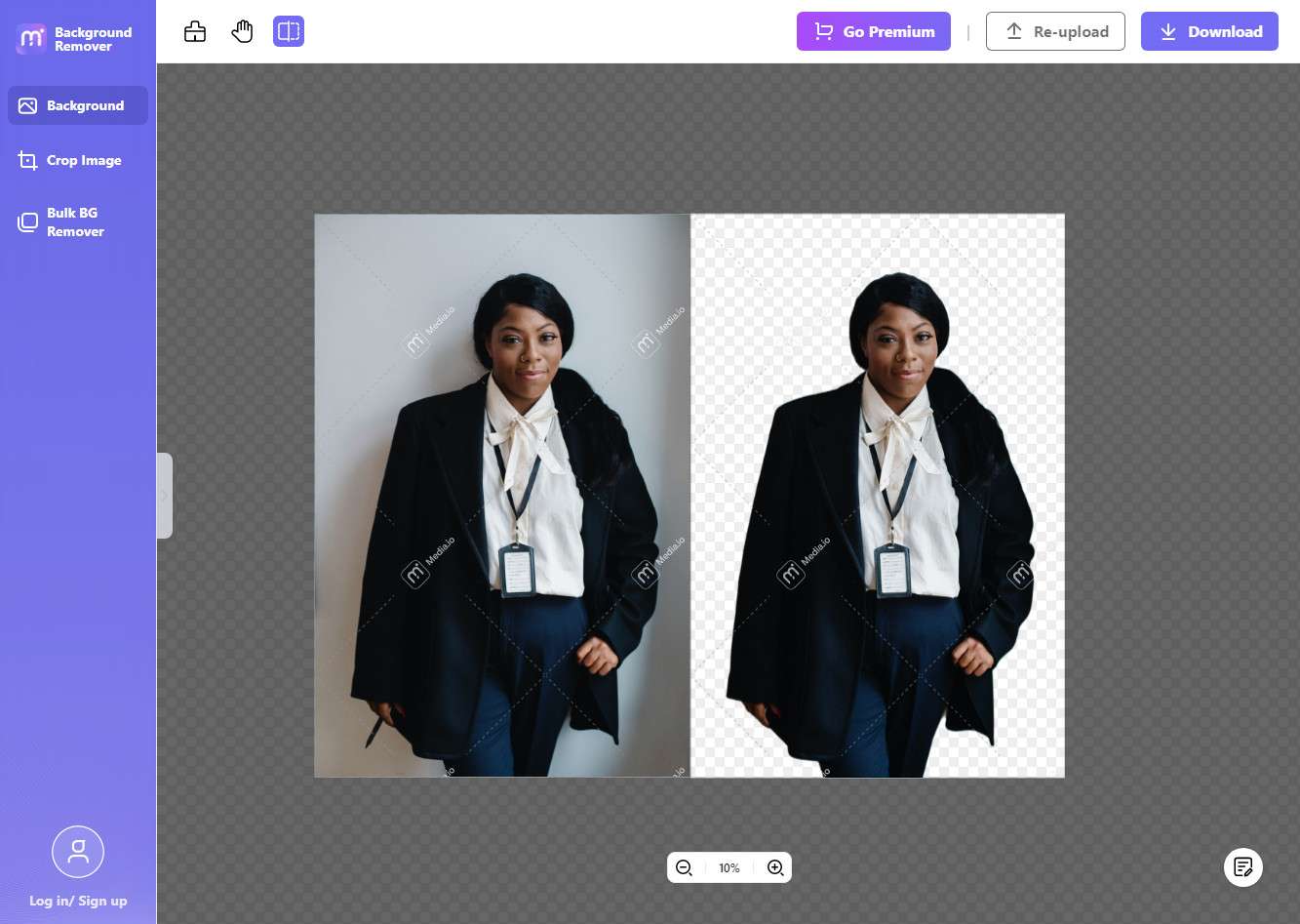 preview images in media.io image background remover
