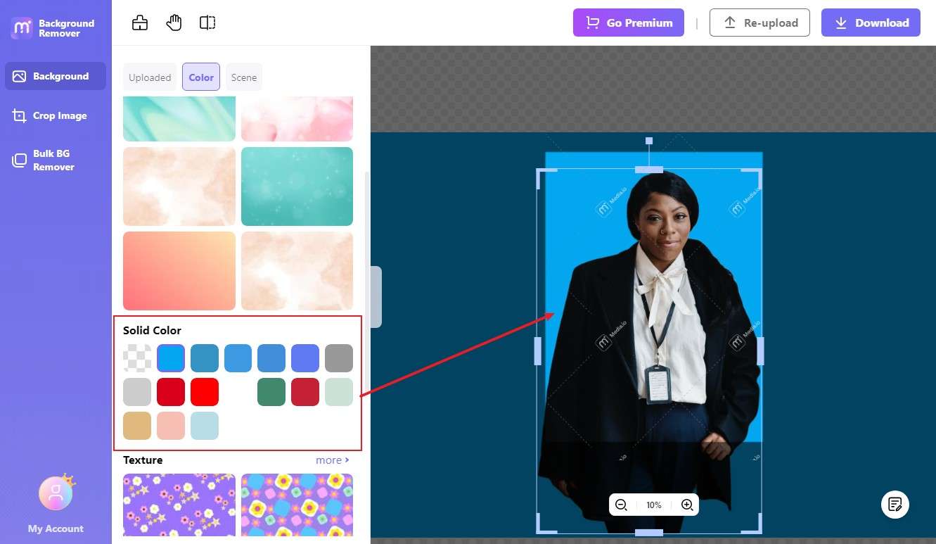 adjust photo in media.io image background remover