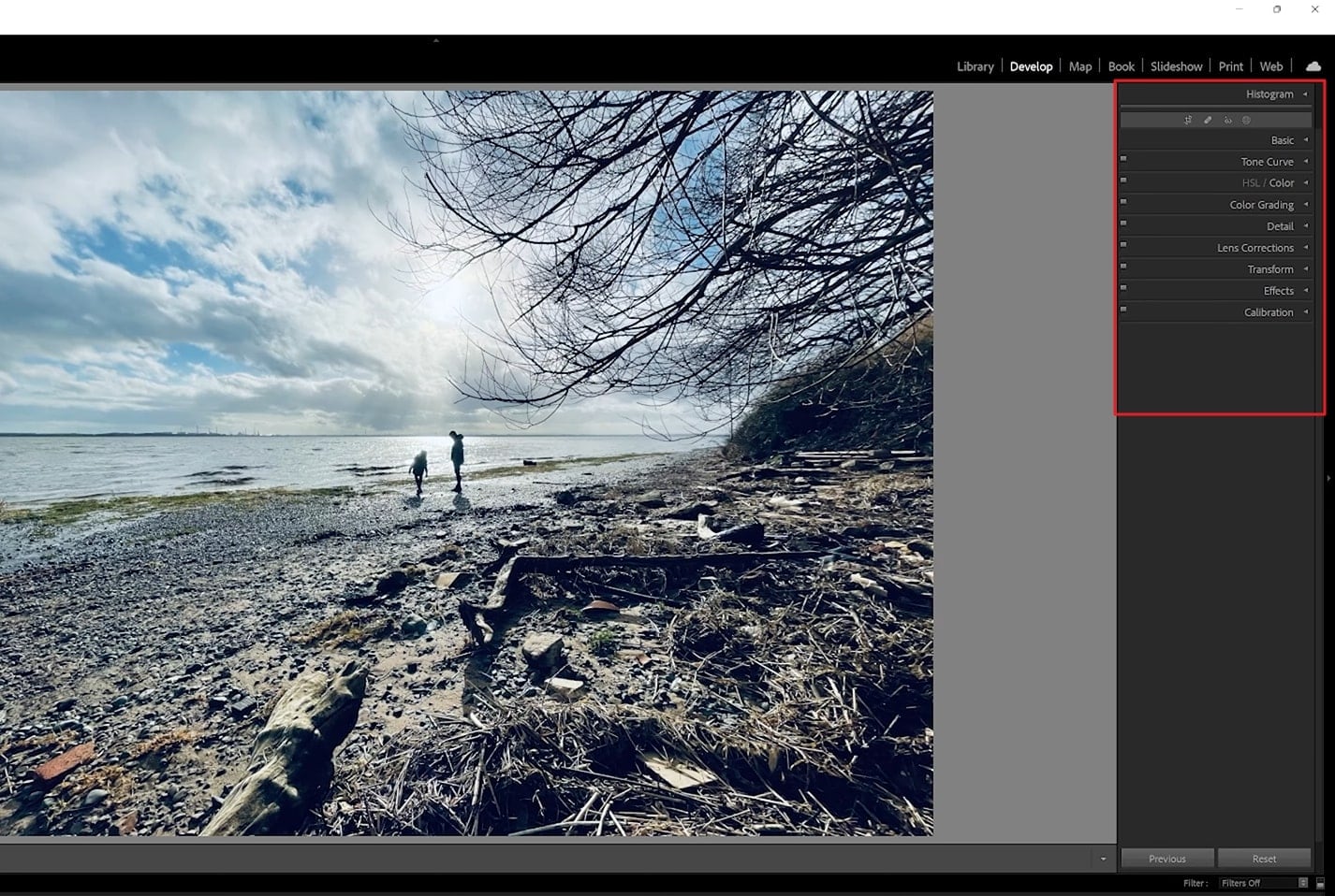 importer l'image dans lightroom