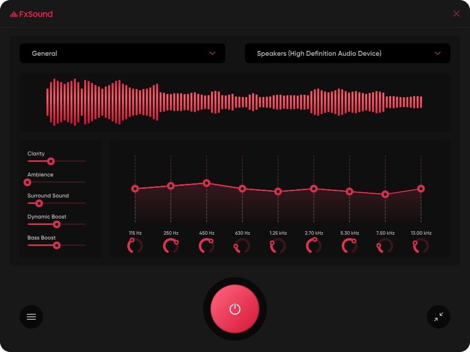 fxsound interface d'amélioration du son