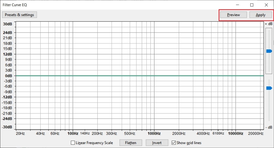 changer la courbe du filtre eq graphique