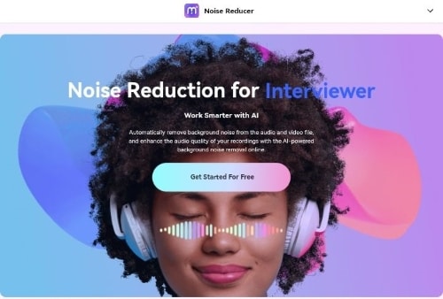 Oberfläche der Webseite des Noise Reducers