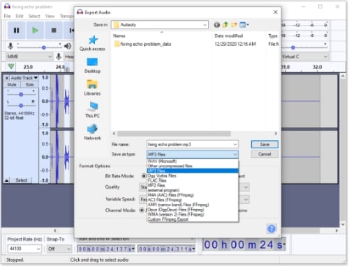 audacity export audio interface