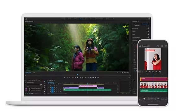 interfaz de adobe premiere pro en dispositivos