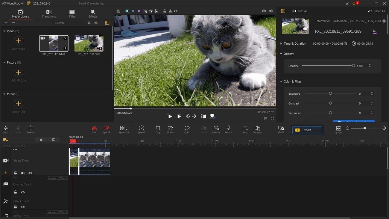 interfaccia editor videoproc vlogger