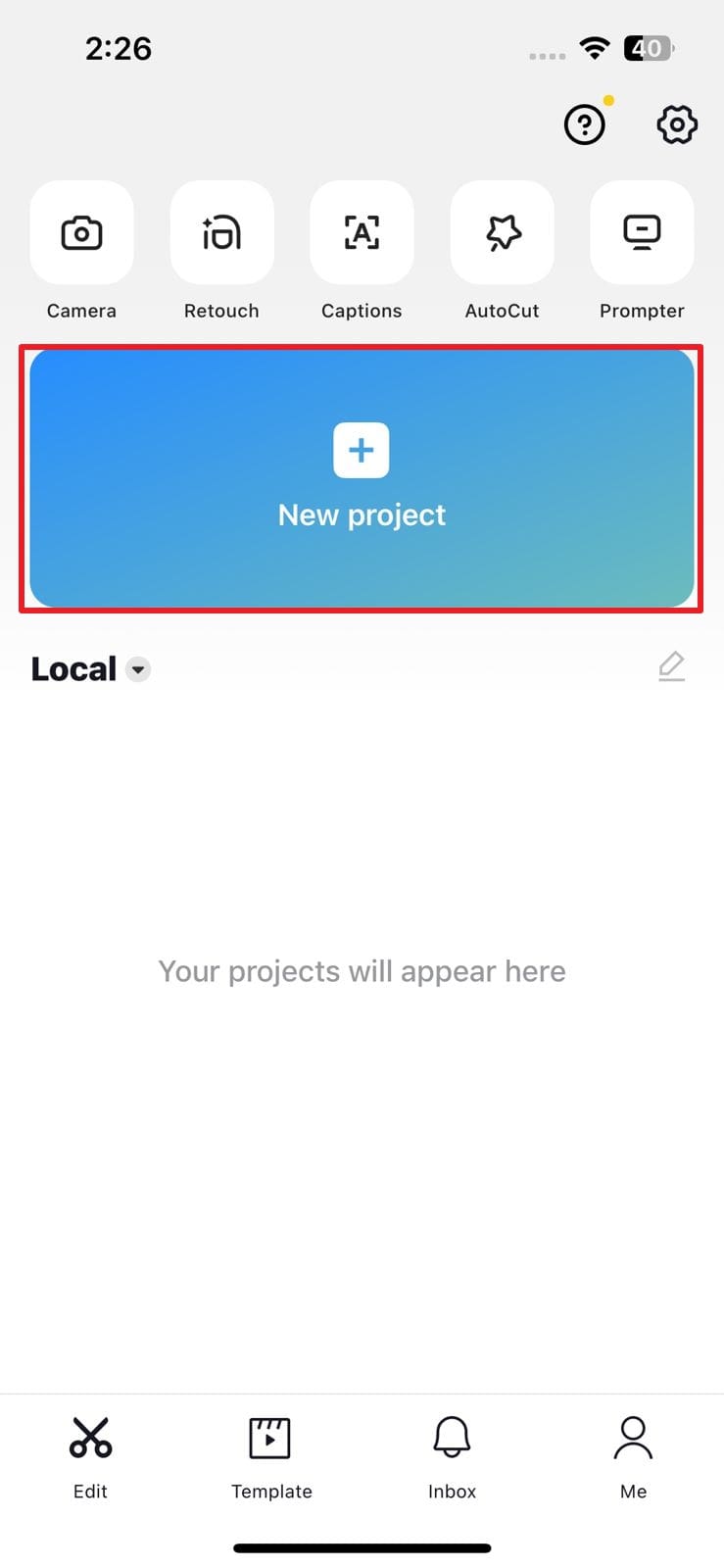 create a new capcut project