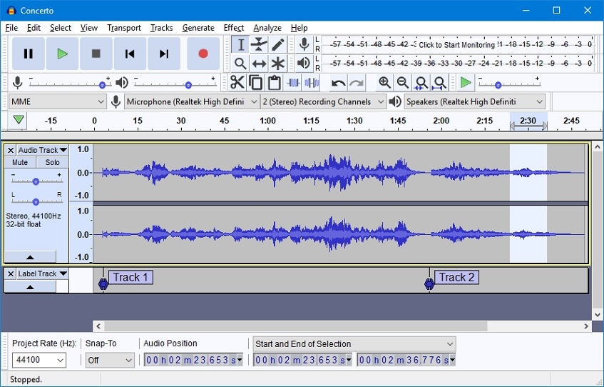 applicazione di rimozione vocale di audacity