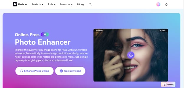 media.io photo enhancer