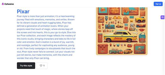 Cohesive pixar ai generator