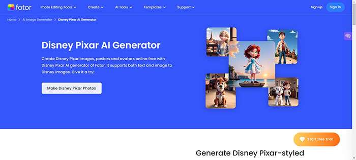 fotor disney pixar ai generator