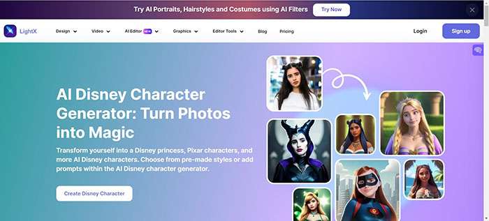 LightX disney pixar ai generator