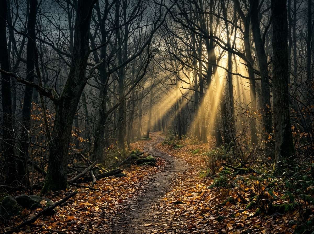 before - clear dark forest path no fog