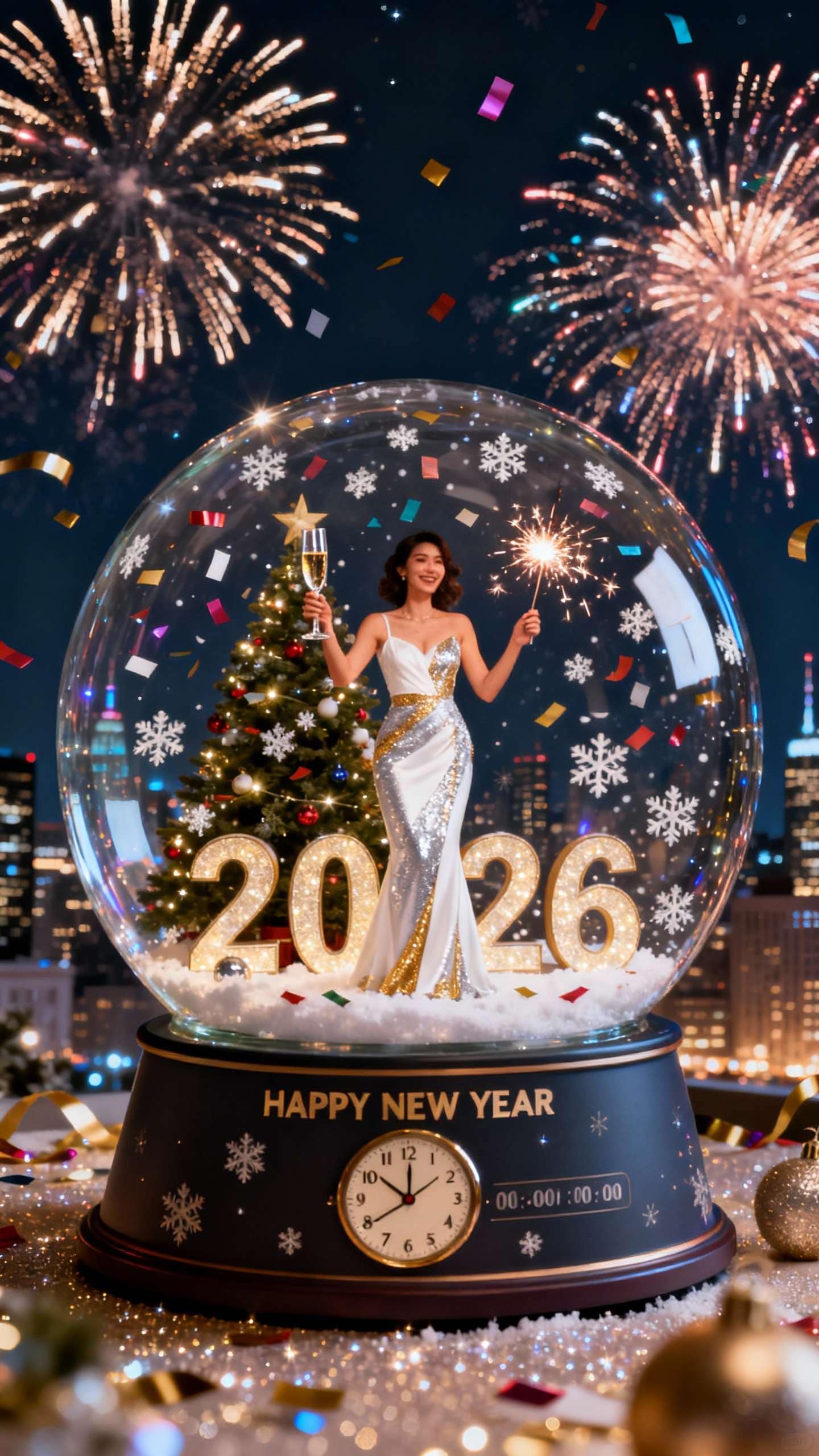 Christmas snow globe family portrait – AI prompt sample