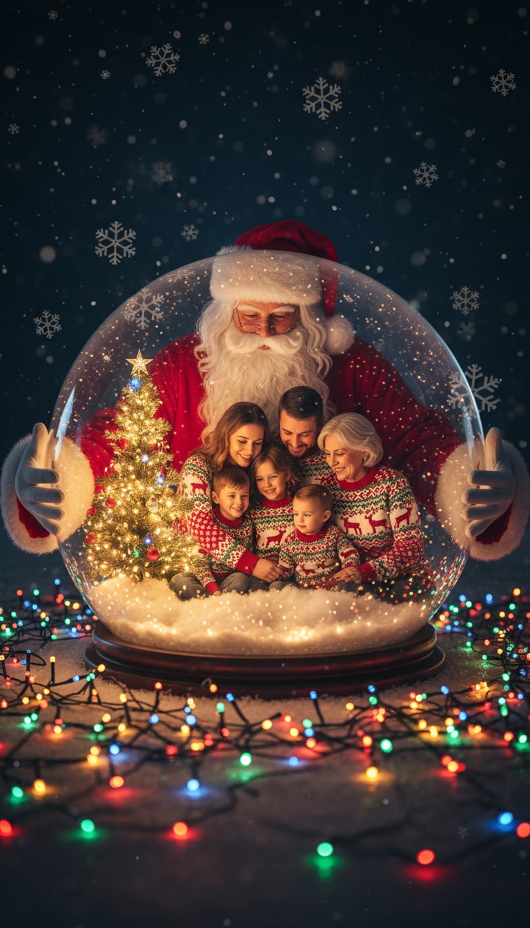 Couples holding snow globe – AI prompt sample