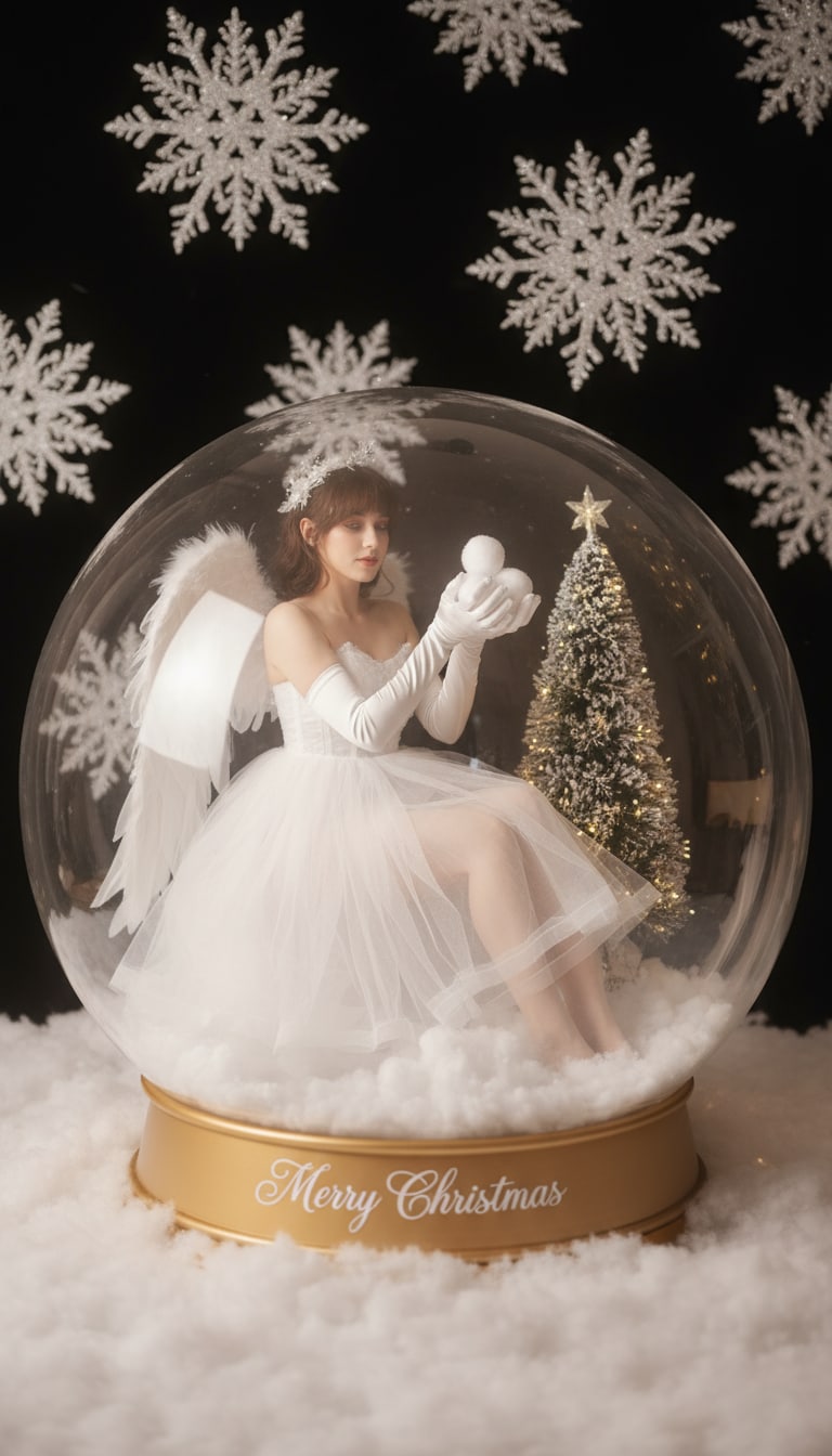 Snow globe with Christmas tree inside – AI prompt sample