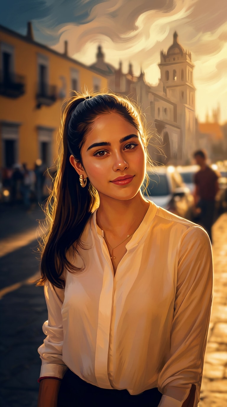 Cinematic Retro-Romantic Digital Illustration