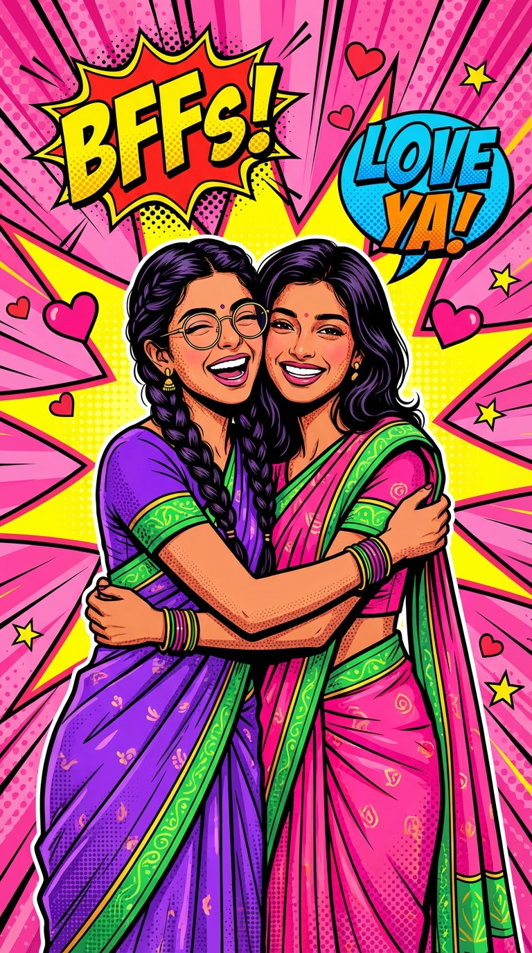 Digital Illustration BFFs in Sarees
