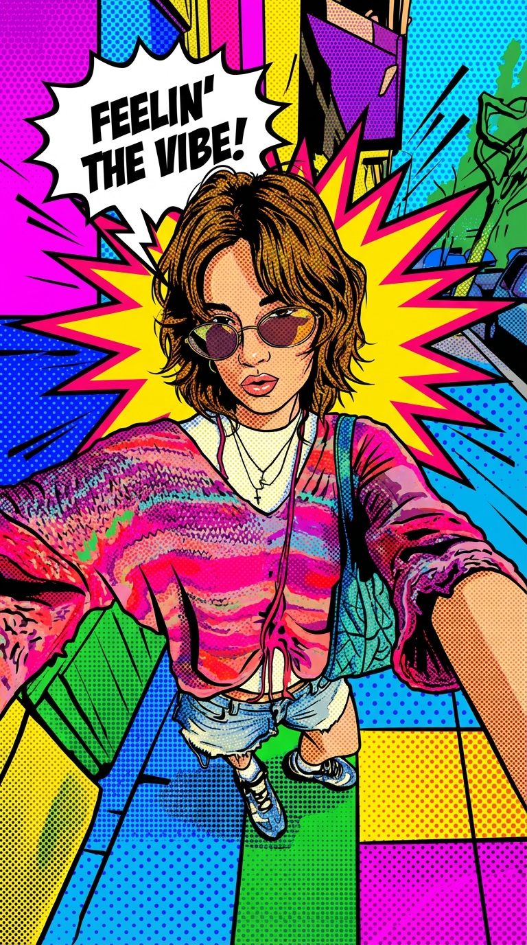 Vibrant Pop-Art Vector with Ben-Day Dots