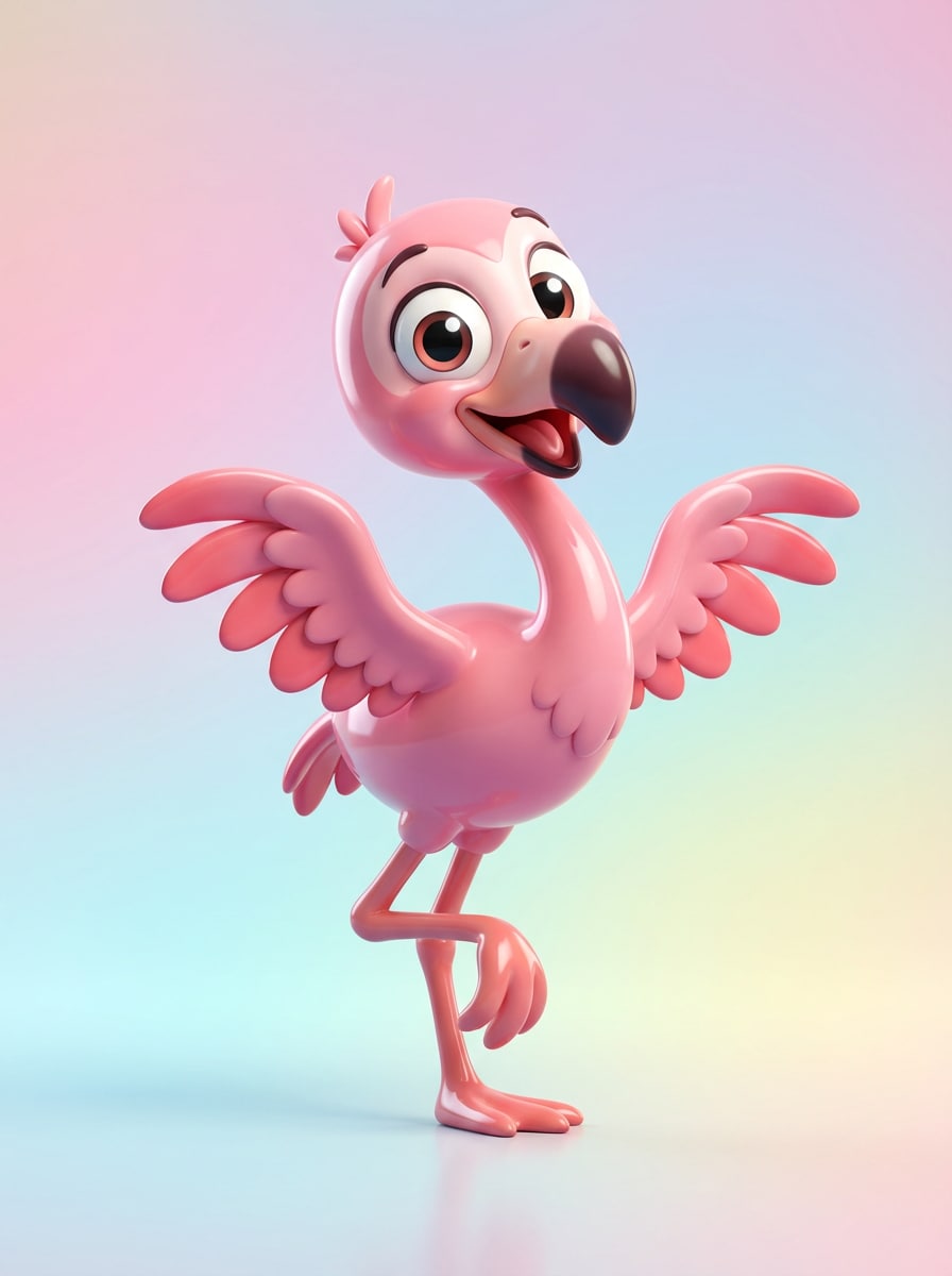 3D Cartoon Flamingo