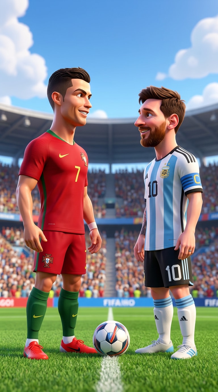 AI 3D cartoon football player created with ChatGPT and Gemini prompts, animated soccer avatar, collectible toy style, viral TikTok football art