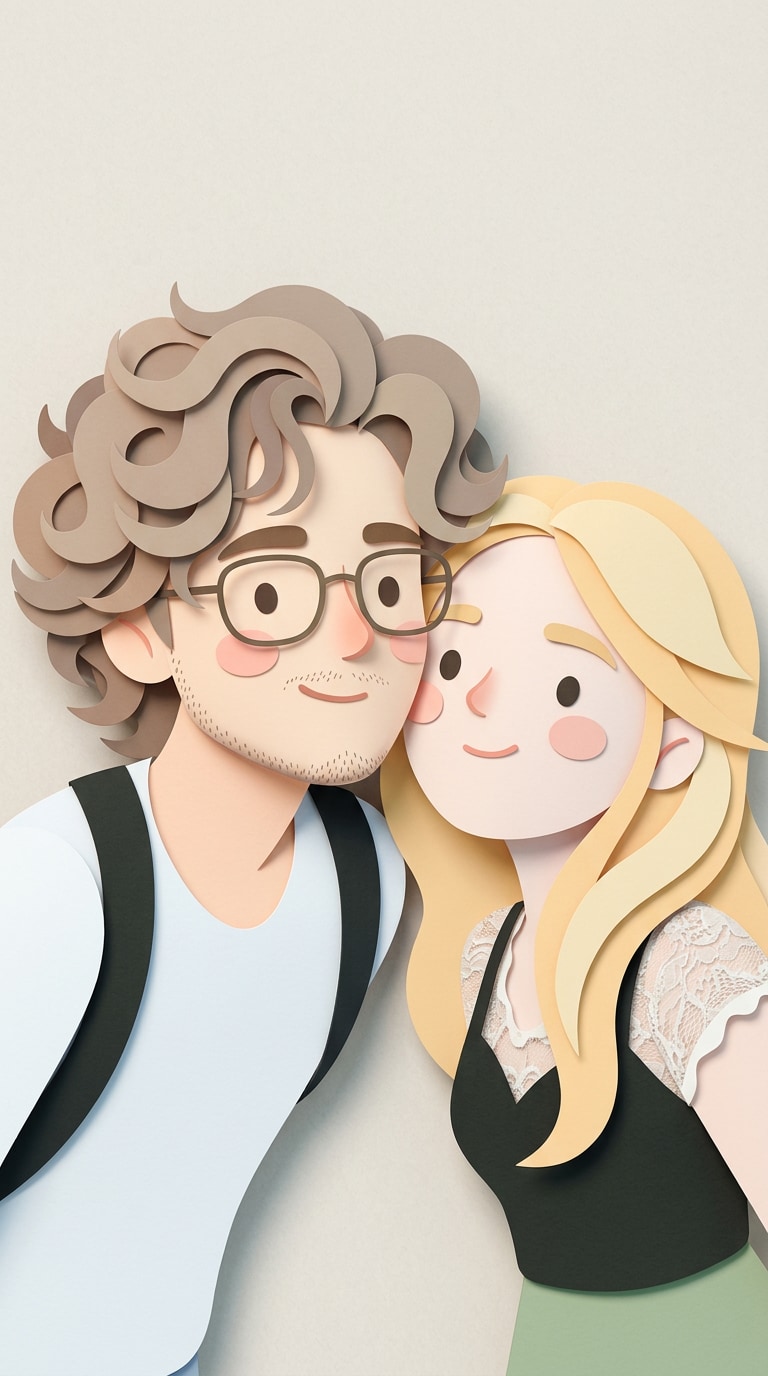 Minimal Cute Paper Portrait prompt