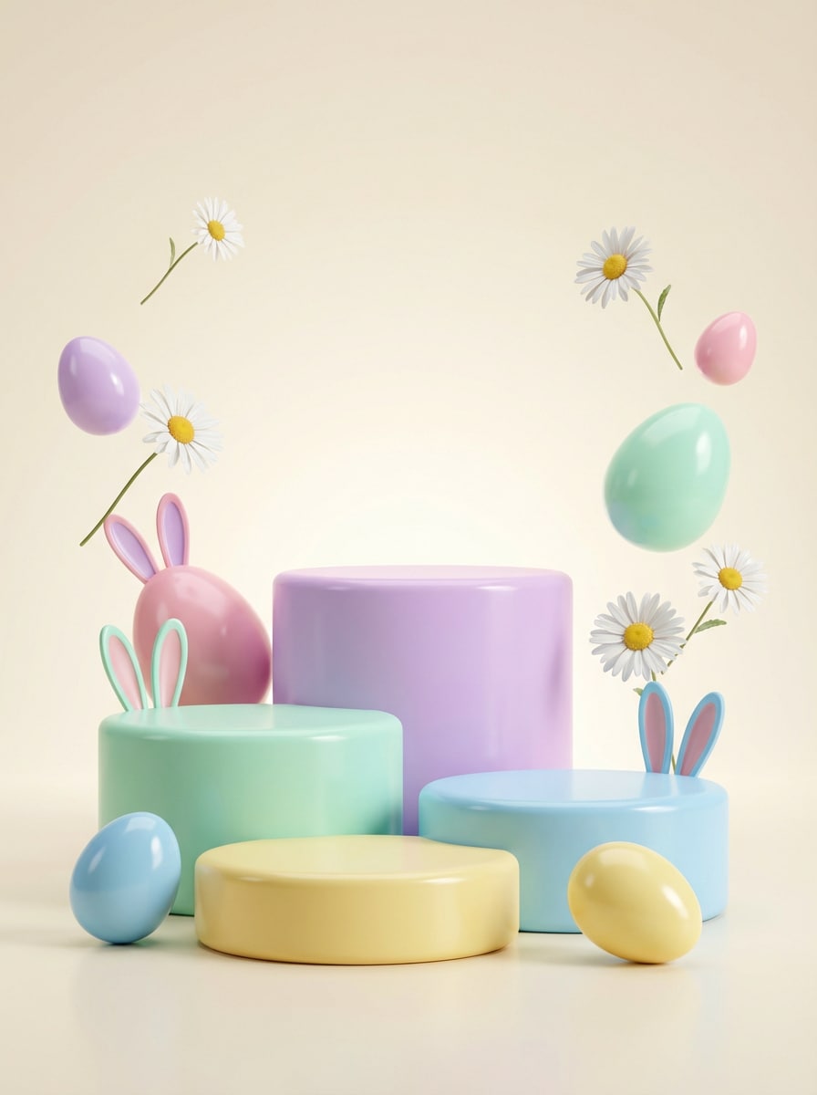3D pastel podium display Easter background