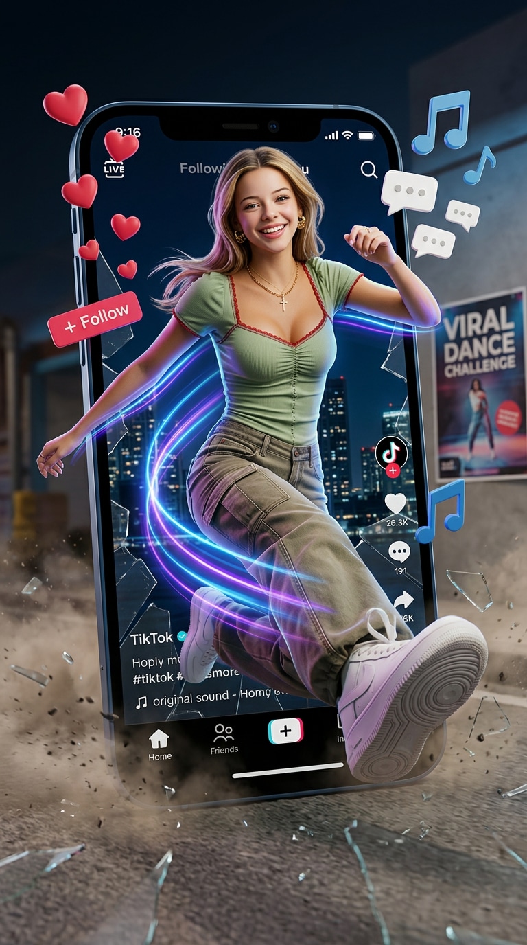 TikTok Dance Explosion - 3D popout dance portrait prompt