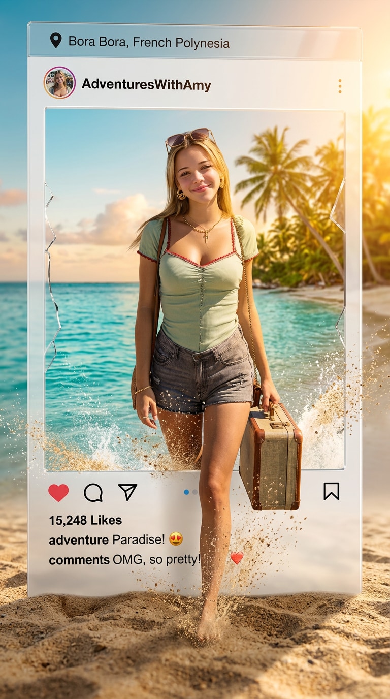 Instagram Travel Escape - 3D popout travel portrait prompt