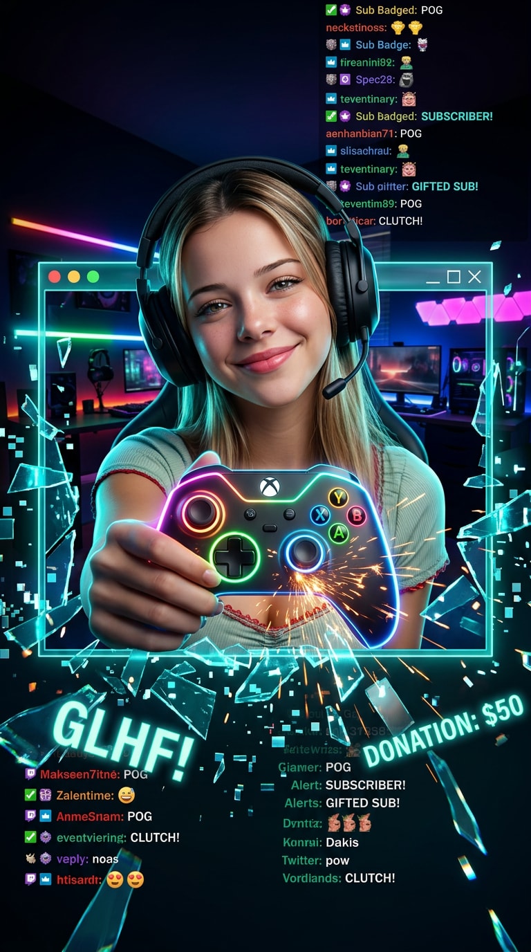 Gaming Streamer Breakout - 3D popout gaming portrait prompt