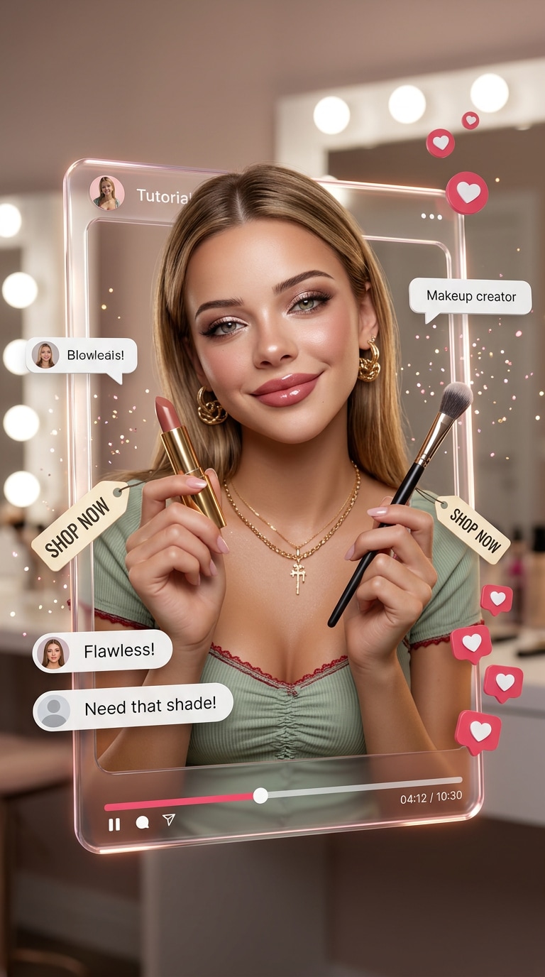Beauty Creator Glam - 3D popout beauty portrait prompt