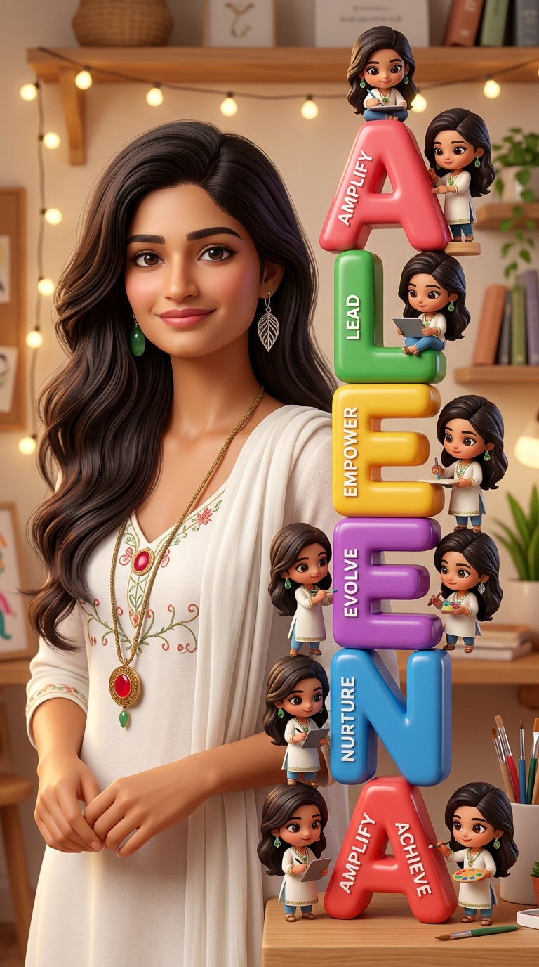 Personalized 3D Portrait With Name Letters Prompt
