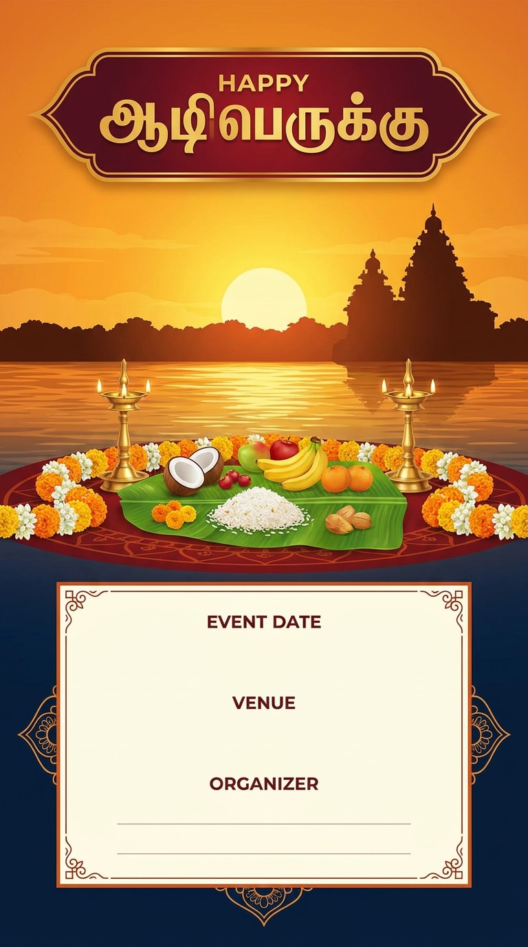 Aadi Perukku Community Festival Poster Prompt