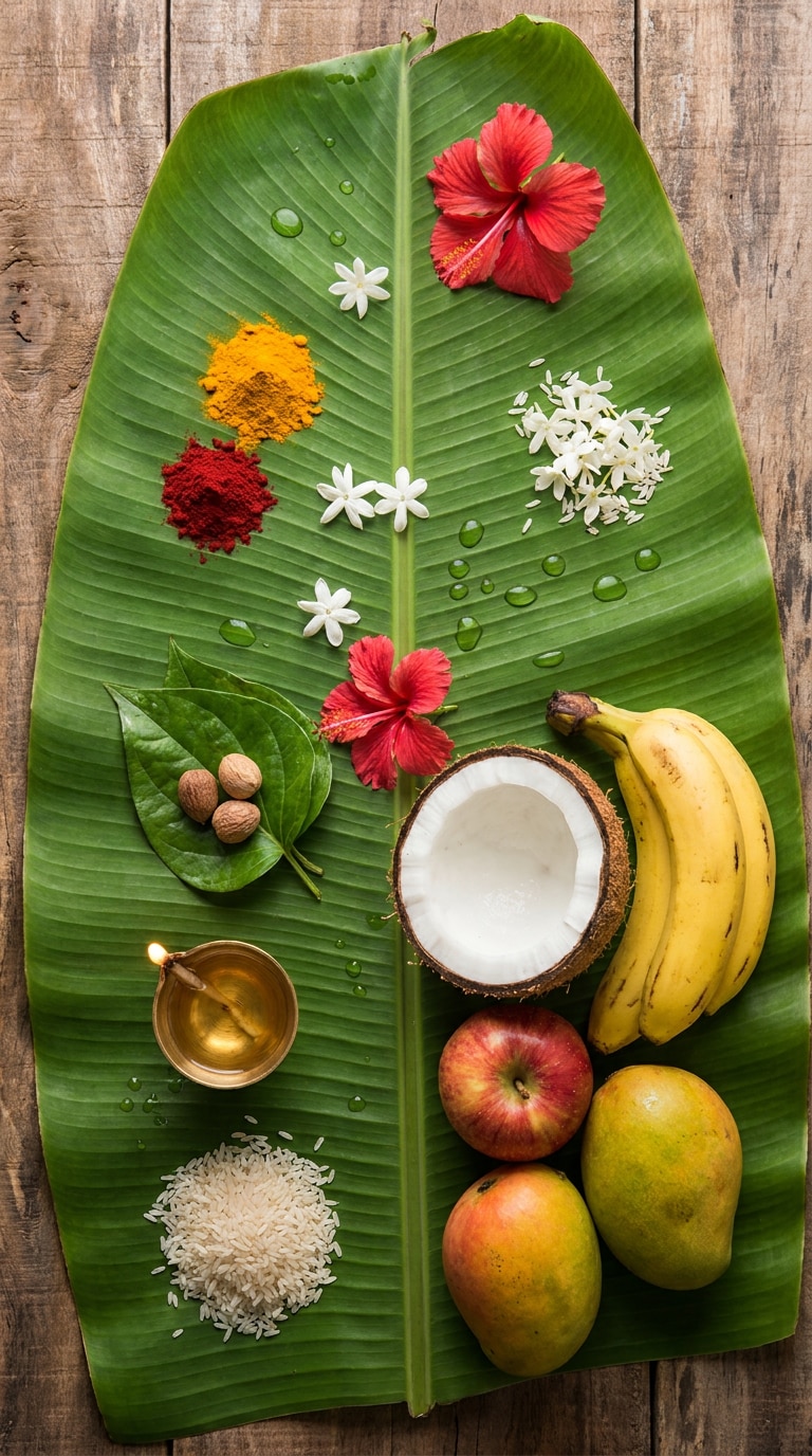 Turmeric Kumkum Banana Leaf Aadi Perukku Prompt