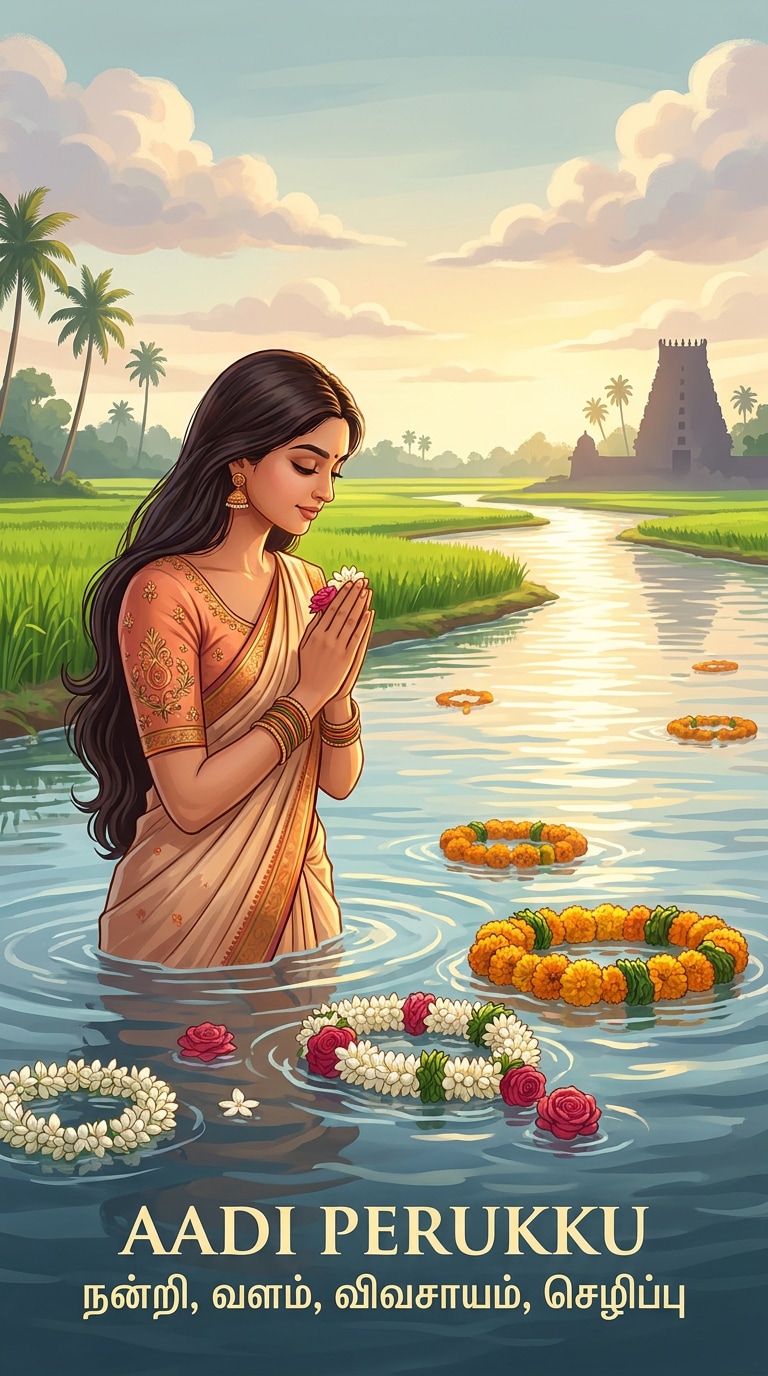 Aadi Perukku Monsoon River Prosperity Prompt