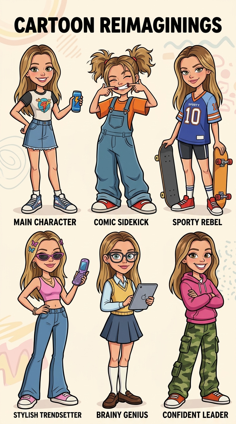 Retro Cartoon Character Lineup prompt