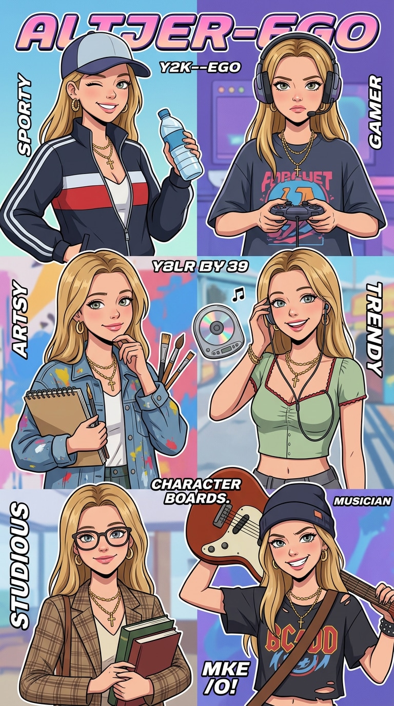 Nostalgic Animated Alter Ego Poster prompt