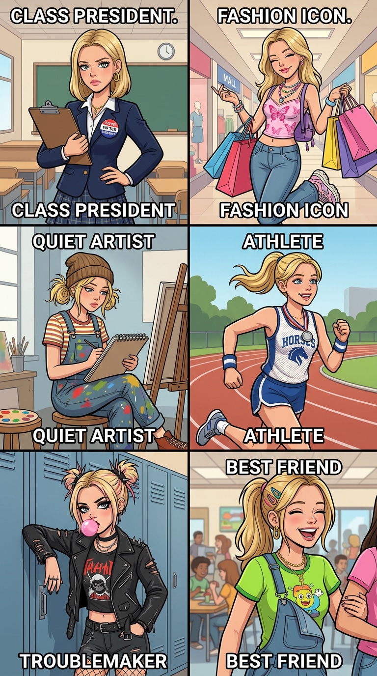 Cartoon School Life Character Board prompt