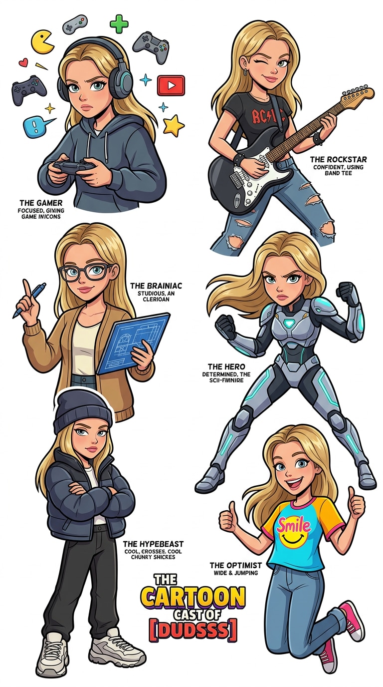 Comic Outline Character Sheet prompt