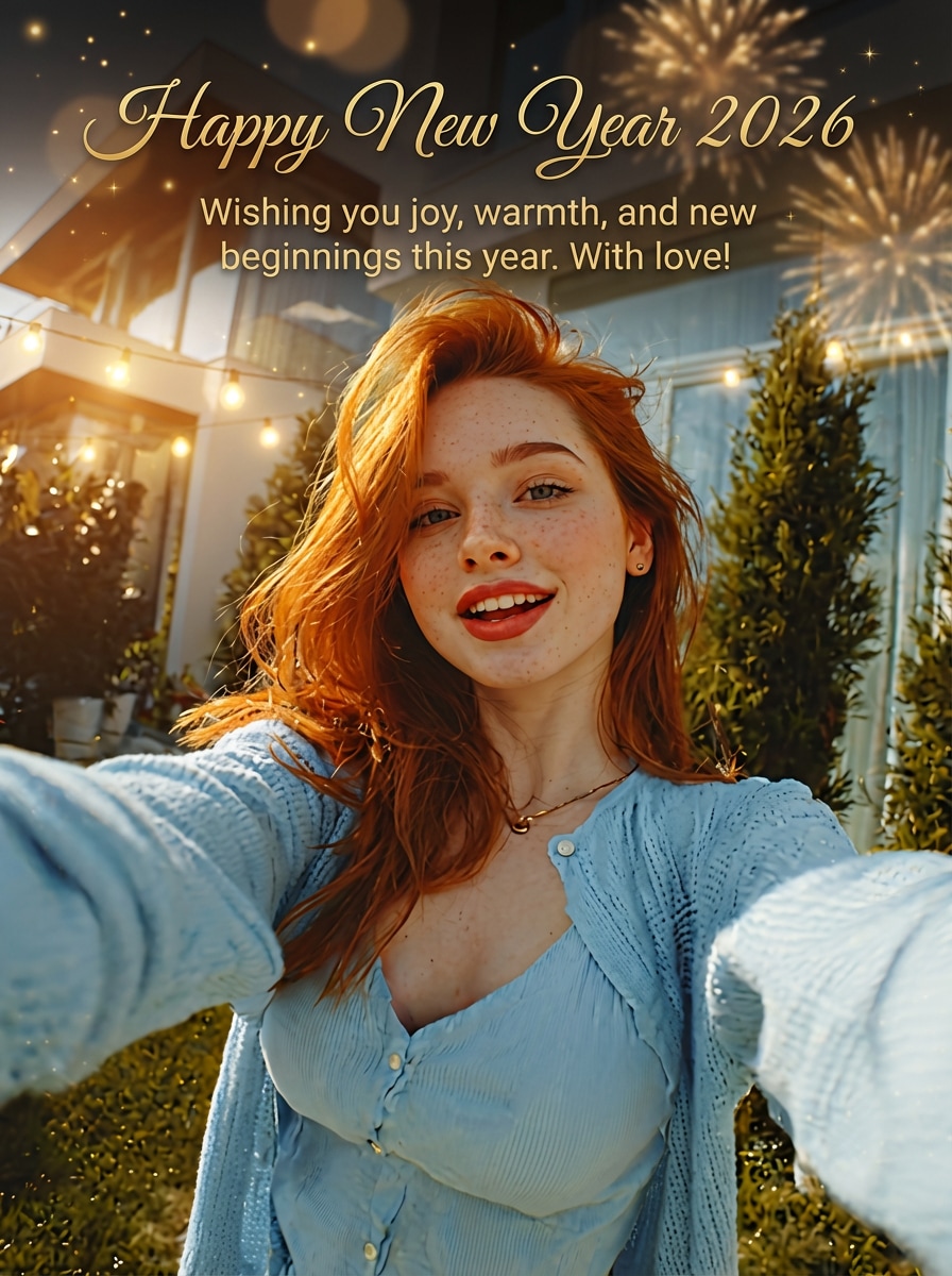 AI 2026 New Year firework card