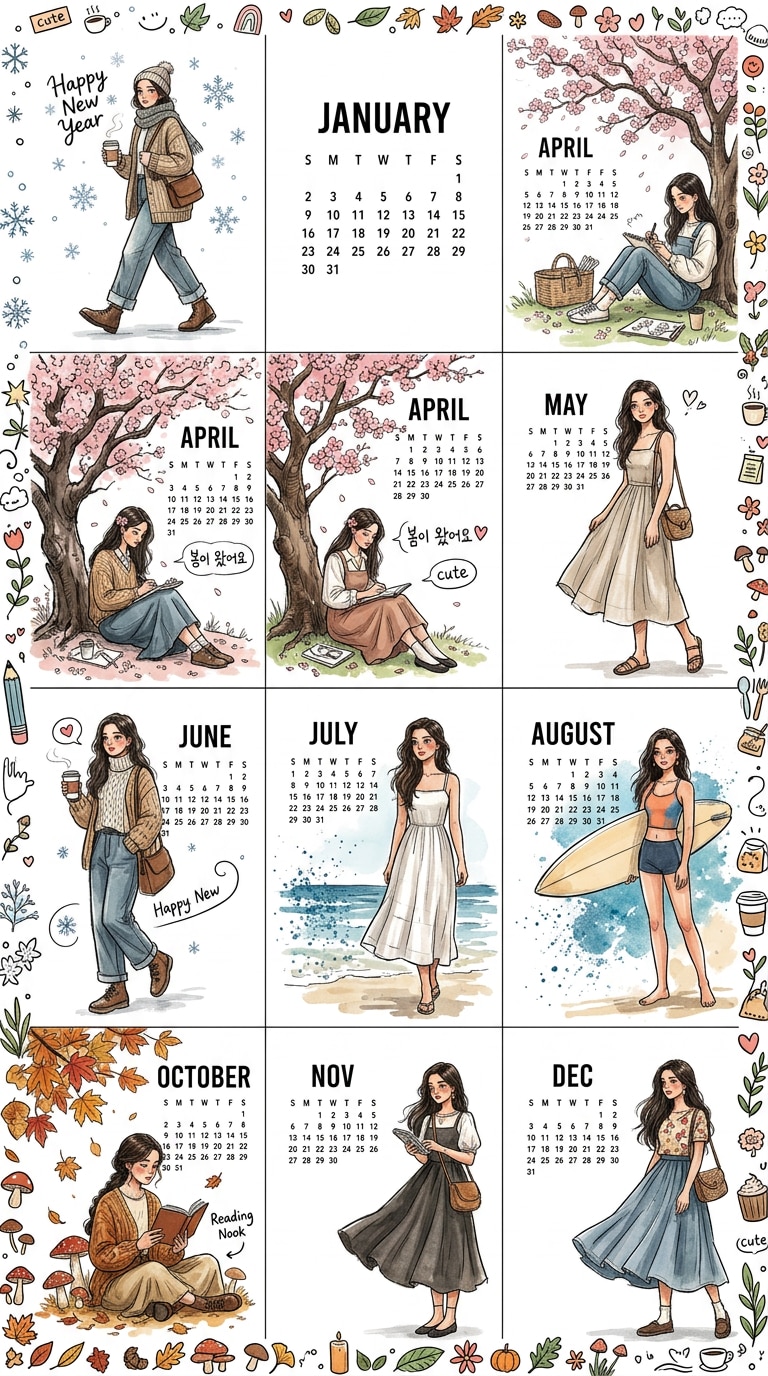Viral Social Media Style - Korean Calendar trending aesthetic