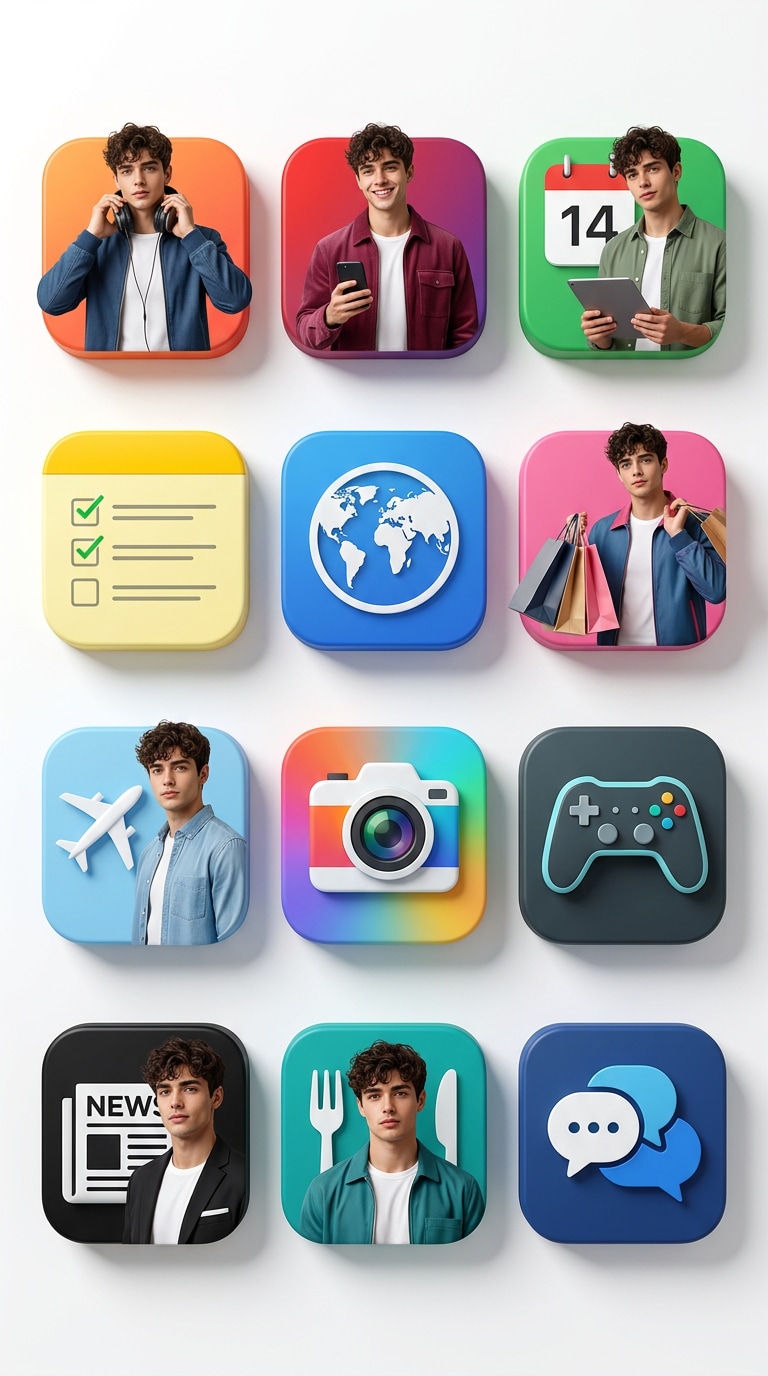 Viral App Icon Grid Portrait prompt