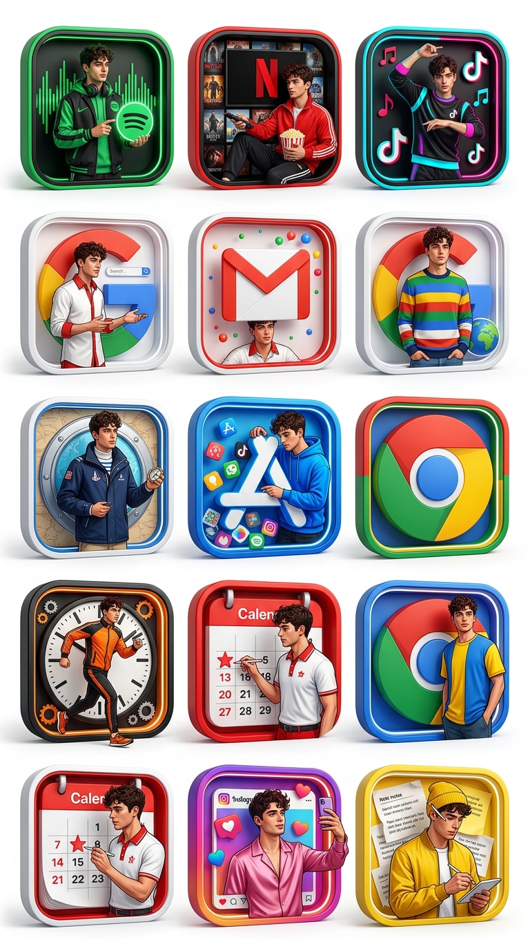 Viral 3D app icon grid portrait created from a photo